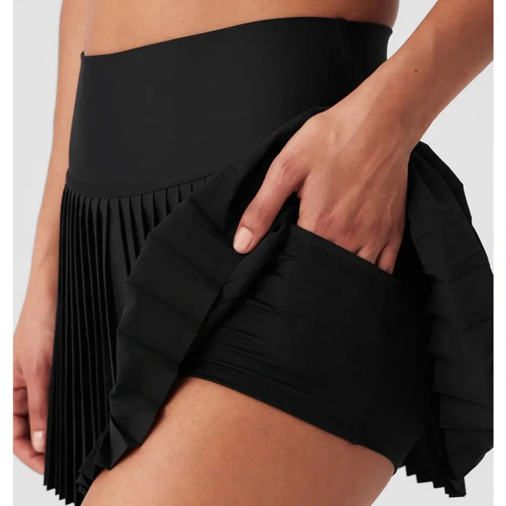 ALO Yoga Black Pleated Mini Skirt